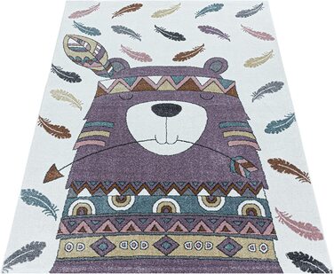 Домашній дитячий килим з коротким ворсом дизайн у вигляді індіанського ведмедя дитяча ігрова кімната дитяча кімната висота ворсу 8 мм М'який прямокутний круглий бігун колір розмір (140x200 см, фіолетовий)