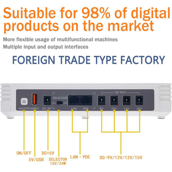 Mini UPS Marhynchus 8000mAh з батареєю, індикатором та підтримкою англійської мови для роутера, камери, телефону (EU-штекер)