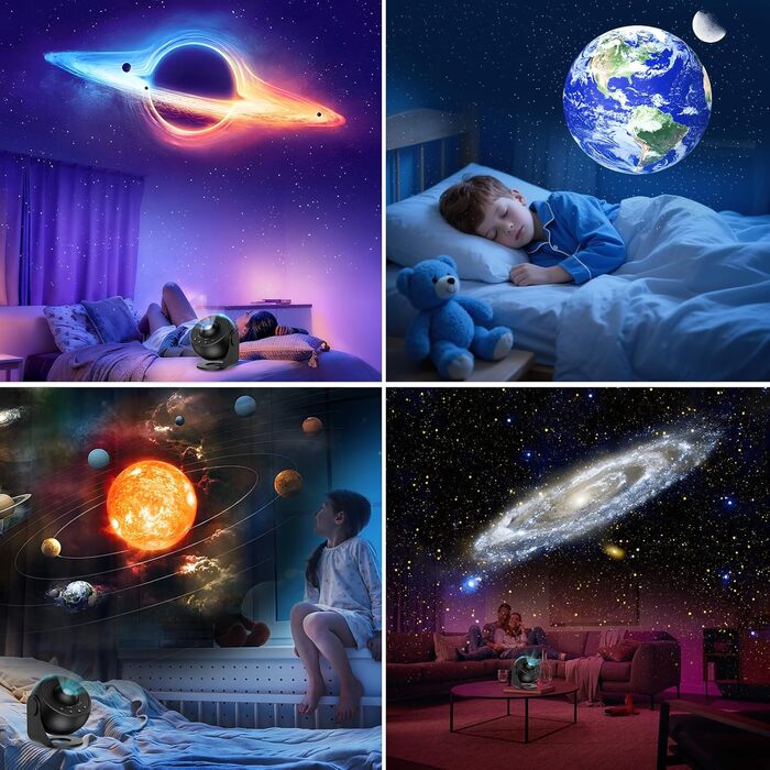 Проєктор зоряного неба Sternenhimmel 13 в 1: Галактика, космонавт, планетарій для декору кімнати, подарунок дітям та дорослим - Чорний