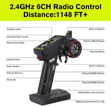 Радіокерований автомобіль RIAARIO 1:10 Brushless 50 км/год Позашляховик 4WD Водонепроникний карбон