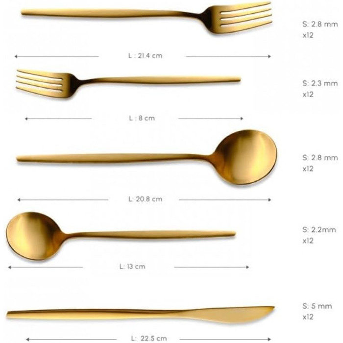 Набір сервірувального посуду Karaca Orion Matt Gold 60 предметів: ложки, виделки, сито, лопатка, цукорниця та інше