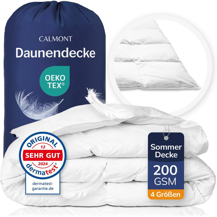 CALMONT Пухова ковдра 135x200/200x200 | 100% пух та перо | Для алергіків | Oeko-Tex
