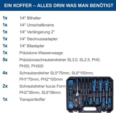 Набір інструментів Scheppach TB90 (97 предметів) в кейсі - професійний набір з гумовими ручками, біти, викрутки, шестигранники