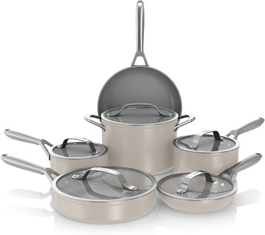 Набір посуду Ninja Ceramic Pro CW39011MM: 11 предметів, керамічне покриття, антипригарні сковорідки та каструлі з кришками, сумісний з індукцією, для всіх плит, PTFE-free, духовка