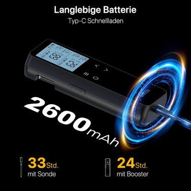 Бездротовий термометр для м'яса з Bluetooth та Wi-Fi, 2 зонди, 6 сенсорів, водонепроникний, точність ±0,1°C, для гриля, духовки, жарки – BF-80