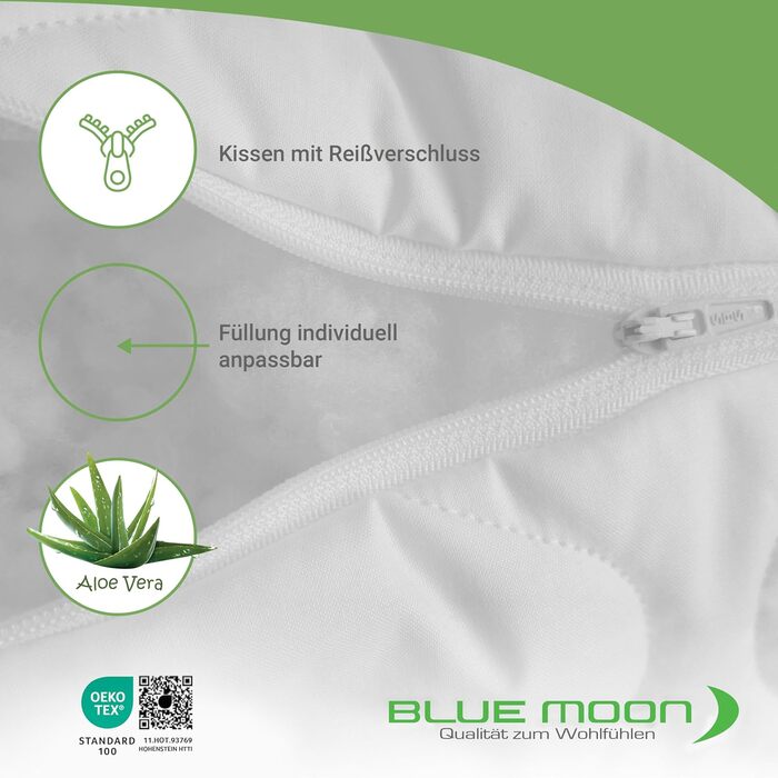 Подушка BLUE MOON Aloe Vera 70x90, дихаюча, підходить для алергіків, зима/літо, зроблено в ЄС