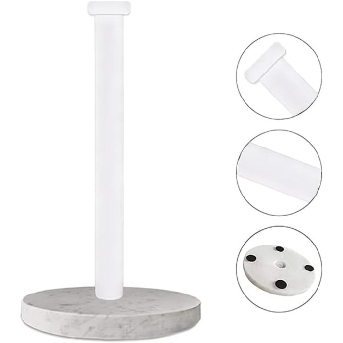 Тримач для паперових рушників на стільницю з мармуровою підставкою для кухні та ванної кімнати, білий