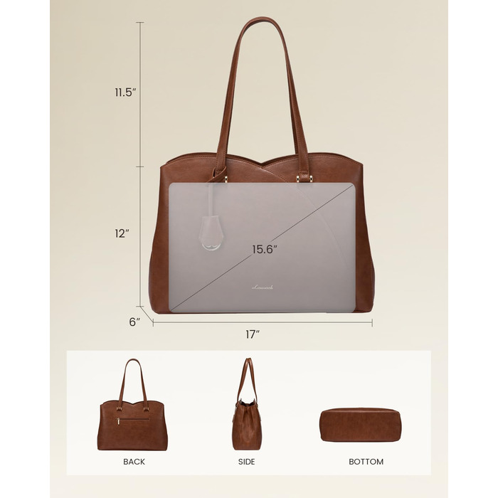 Сумка LOVEVOOK для жінок: велика, для ноутбука, шопер, сумка для роботи, офісна, шкільна (15,6 дюймів, темно-коричнева)