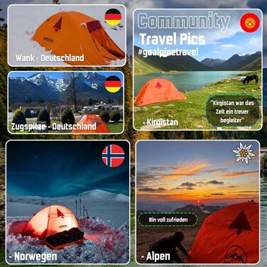 Намет GOALPINE® Expedition I 2-місний помаранчевий: ультралегкий, водонепроникний (4000 мм) для туризму, альпінізму та велопоходів, 3-4 сезони, швидке встановлення