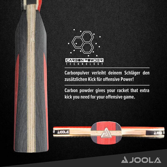 Ракетка для настільного тенісу JOOLA CARBON CONTROL для досвідчених гравців, набір для настільного тенісу CARBON SPEED, в комплект входять м'ячі для настільного тенісу преміум-класу 40 мм, чохол для настільного тенісу Red SPEED Single