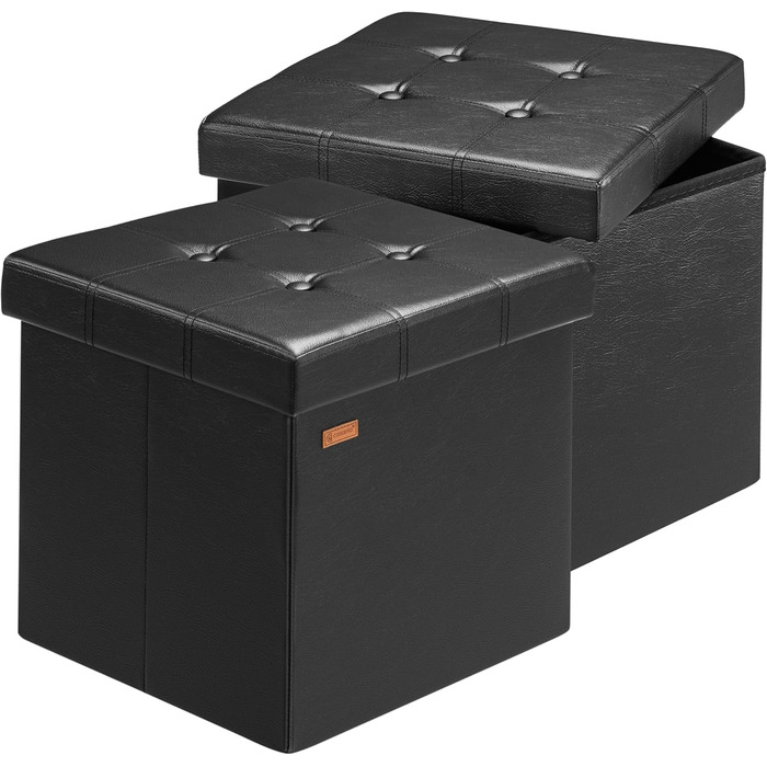 Пуф Casaria® з місцем для зберігання, білий, складний, з кришкою, штучна шкіра, м'який, 38x38 см, для спальні, вітальні, передпокою, білий (2, чорний)