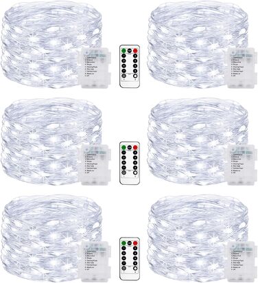 Льодогенератор 6 шт. Батарейки, 5M 50 LED, з таймером та пультом, 8 режимів, вологостійкий, теплий білий, для прикраси інтер'єру/екстер'єру, Різдва, саду, вечірки, весілля