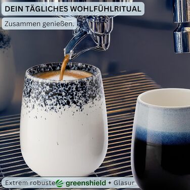 Набір кавових чашок Sänger Siena Premium (6 шт.), 215 мл, ручної роботи, кераміка, для кави та чаю, стійкий до миття в посудомийній машині та мікрохвильовій печі