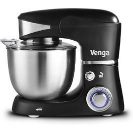 Кухонний комбайн Venga! VG M 3014 Standmixer: 1000 Вт, 5 л чаша з нержавіючої сталі, 4 аксесуари, рецепти, чорний