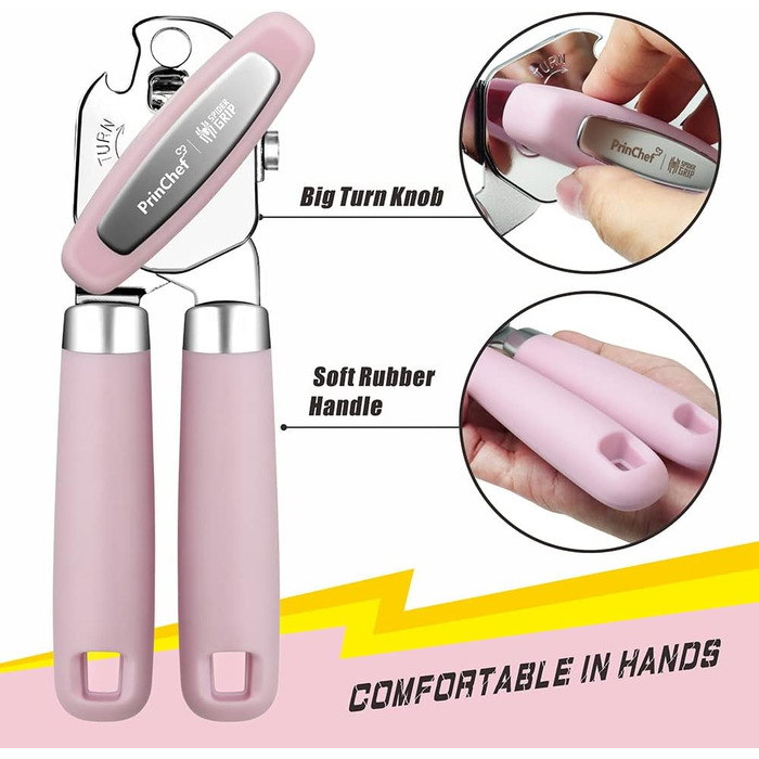 Ручний відкривач для консерв PrinChef з потужним магнітом (рожевий)