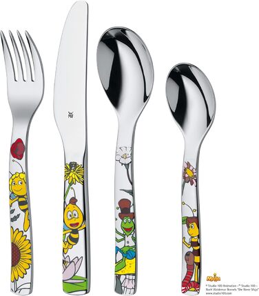 Набір дитячого столового прибору WMF Biene Maja (4 шт.), нержавіюча сталь, для дітей від 3 років, Cromargan, придатний для миття в посудомийній машині