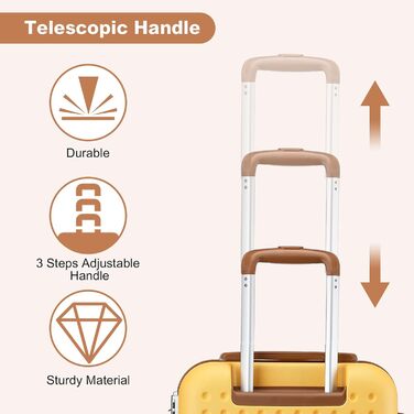 Валіза на колесах KONO з ABS-пластику, 75 x 48 x 29 см, з TSA-замком, білий колір, з косметичкою, ручна поклажа