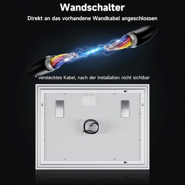 Дзеркало для ванної кімнати SONNI LED з підсвічуванням 80x60 см, біле