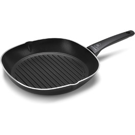 Сковорода гриль Moneta Ricla 28 см, з дозованим покриттям, чорна, з корпусу з 100% переробленого алюмінію