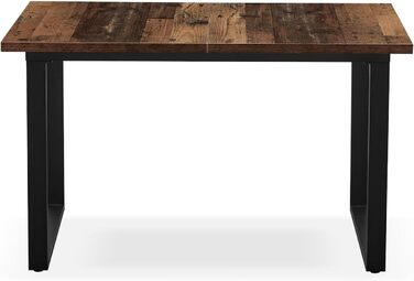 Розсувний обідній стіл B&D Home Anna | 120-160 x 80 см | на 4-6 осіб | з масиву дерева Texas-Eiche | чорне металеве підстав'я | для кухні та їдальні | стиль скандинавський, індустріальний