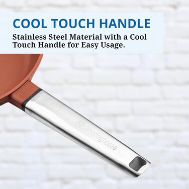 Сковорода-гриль Westinghouse PERFORMANCE SERIES 28 см з нержавіючої сталі, для індукції, грилю та всіх плит, з антипригарним покриттям, для духовки та мийки, алюміній (червоно-коричневий)