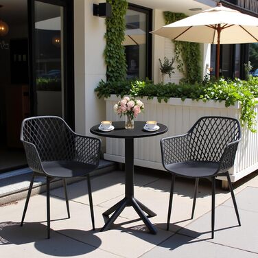 Набір садових стільців для відпочинку на терасі та балконі, чорний (8 шт.)