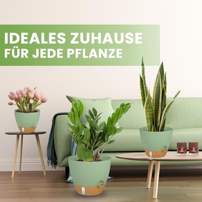 Набір горщиків для квітів ZMTECH 2 шт. 25/30 см з підставкою, самополив, пластик, для дому та саду