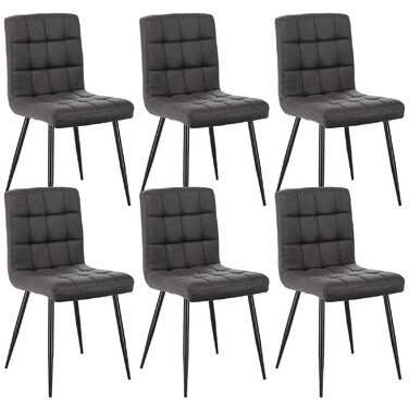 Набір з 6 обідніх стільців Lestarain - м'який стілець з велюру, металеві ніжки, сірий (40x40x86 см)