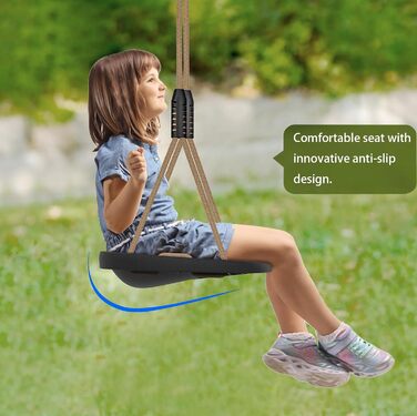 Дитяча гойдалка BeneLabel для дому та саду, пластиковий сидіння, регульоване тросове кріплення 130-200 см, до 113 кг, зелений колір