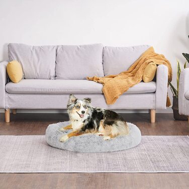 Ортопедичне ліжко для собак hmtope кругла подушка для собак Диван для собак ліжко для кішок зручна корзина для пончиків миється, діаметр 70 см, світло-сіра (довжина 80 80 20 см))