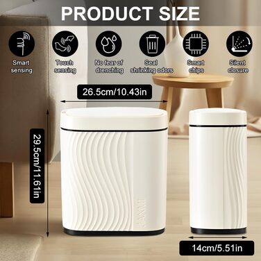 Автоматичний сміттєвий бак Schwarz 8L з сенсором, безшумний, водонепроникний, для ванної кімнати та кухні