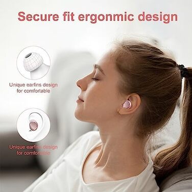 Навушники Lekaby In Ear Bluetooth 5.3, 128H HiFi, 4 мікрофони ENC, IP7, LED, USB-C, сенсорні, сакура