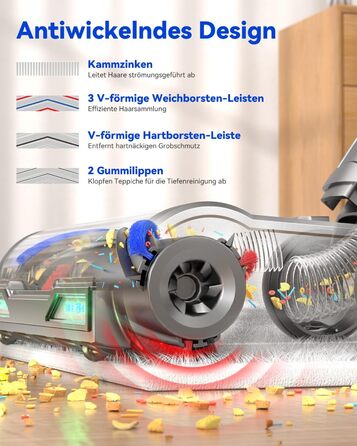 Акумуляторний пилосос H9 58000 Па, 650 Вт, 80 хв, бездротовий з LED-дисплеєм, для шерсті тварин, килимів та підлоги, синій