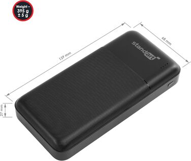 Повербанк Standart 20000mAh USB C, Micro USB, 2xUSB Швидка зарядка Світлодіодний дисплей Чорний