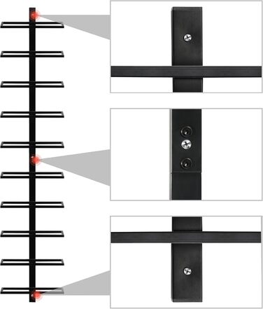 Стильна металева полиця для вин Yaheetech на 10 пляшок, чорна