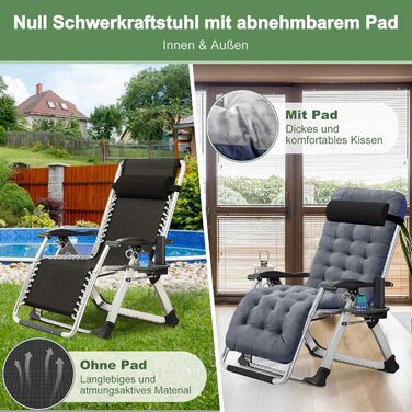 Складаний лежак з підголівником, 200 кг, для дому, балкону, пляжу, басейну (Сірий плюш)