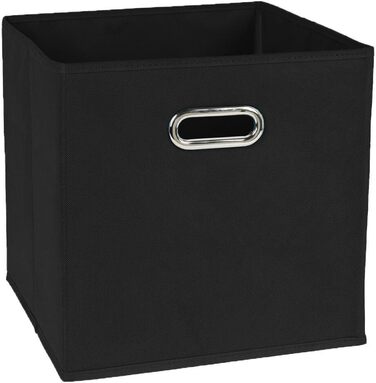 Набір з 4 коробок для зберігання приблизно 30x30x30 см - Чорний - Складна коробка з овальними люверсами Ручка-органайзер Коробка для тканини Складна полична коробка Куб Складна коробка Кошики для складаних Дитяча кімната для іграшок Коробка для замовлення