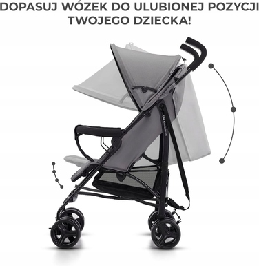 Легка компактна прогулянкова коляска-парасолька Kinderkraft TIK, сіра