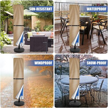 Чохол для парасольки/маркетки 240x57/57см, захисний чохол від сонця, UV захист, для парасольки до 400см Ø, коричневий/хакі