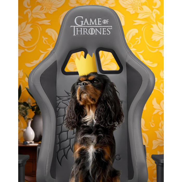 Ігровий крісло Game of Thrones: комфортний, регульований, ергономічний, з підголівником та підлокітниками - чорний