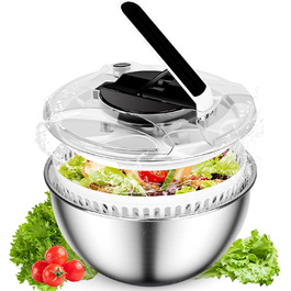 Салатниця-центрифуга 4.5л з нержавіючої сталі - для миття овочів, зелені та ягід