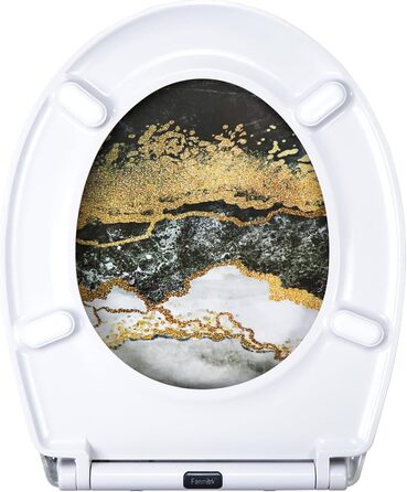 Кришка для унітазу з автоматичним опусканням, з мотивом, з функцією швидкого зняття, кріплення зверху, з Duroplast (UF81950) A Marmor