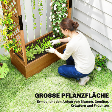 Підвищене грядка з опорою для ліан та дахом, для квітів, фруктів, овочів, трав, 110 x 44 x 181 см, дерево, помаранчевий