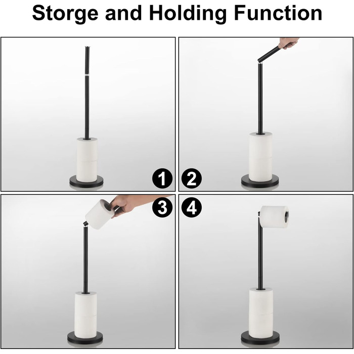 Тримач для туалетного паперу LBSYSLB, нержавіюча сталь SUS 304, окремий тримач для туалетного паперу для ванної кімнати, зважений тримач для туалетного паперу для ванної кімнати (матовий чорний)