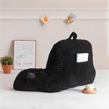 Крісло-мішок Holawakaka для дорослих з підлокітниками та спинкою, чорний, великий - для читання, відпочинку та роботи за ноутбуком