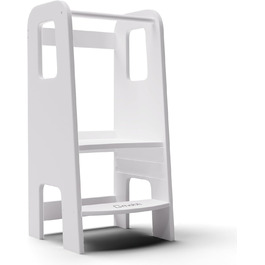 Стілець-сходинка Montessori Mobli для малюків: регульовані сходинки з березової фанери, білий колір