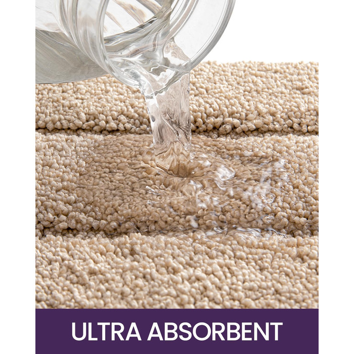 Килимок для ванної кімнати DEXI, преміум-якість, м'який, вбираючий, з антиковзаючою основою, 40,6 x 61 см, бежевий