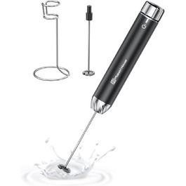 Електричний піноутворювач для молока Maestri House з регулюванням швидкості, знімний металевий вінчик, чорний