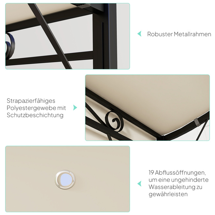 Павільйон з розкладним дахом, стійкий до погодних умов, 3 x 2,5 м, кремово-білий