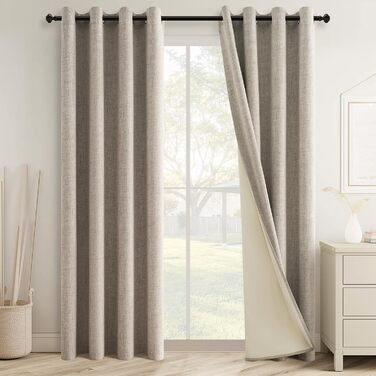 Штори Topfinel Opaque Linen Look 260x140 см, комплект з 2 шт. , проти холоду, вітальня/спальня